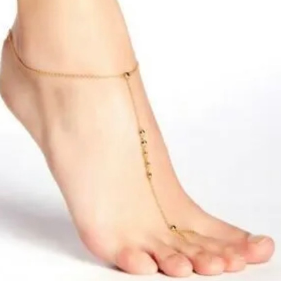 Gorjana Bali Gold Toe To Ankle Foot Chain Anklet Barefoot Sandal - Picture 6 of 9